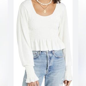 Free People Free Spirit Pullover crinkled, textured fabric Sz S Women